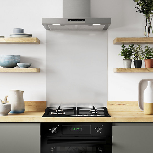 Aluminium Kitchen Hob Splashback, Glacier White/Neptune Blue, 80 cm x 60 cm