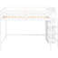 Lit mezzanine double blanc avec rangement intégré et escalier - Fabrication en bois de pin robuste pour garde-robe encastrée-1773357789