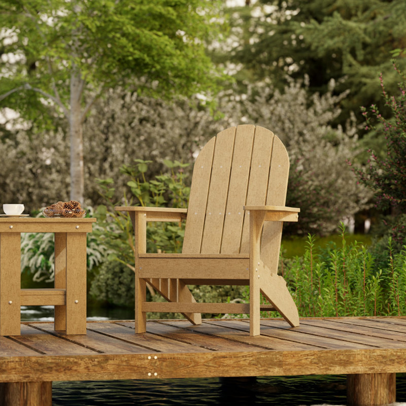 Freedom 3-Piece Traditional Adirondack Set With Side Table, Weathered Wood
