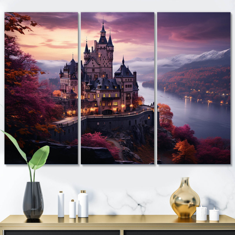 «Castles Enchanted Twilight III», reproduction sur toile 3 pièces, H 28 po x l 36 po x P 1 po