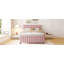 Lit plateforme tapissier en velours avec lit gigogne simple, rose