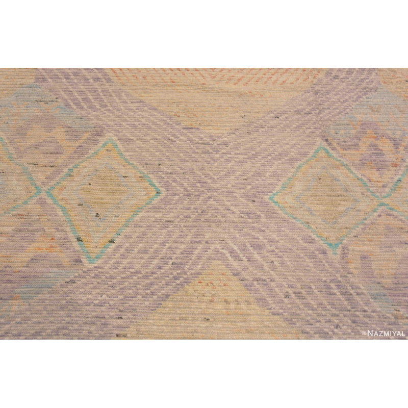 Tapis moderne à motif tribal décontracté en laine fabriqué à la main de conception unique