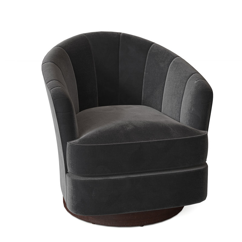 Tipsy Upholstered Swivel Barrel Chair, Espresso, Platinum (3160 63)