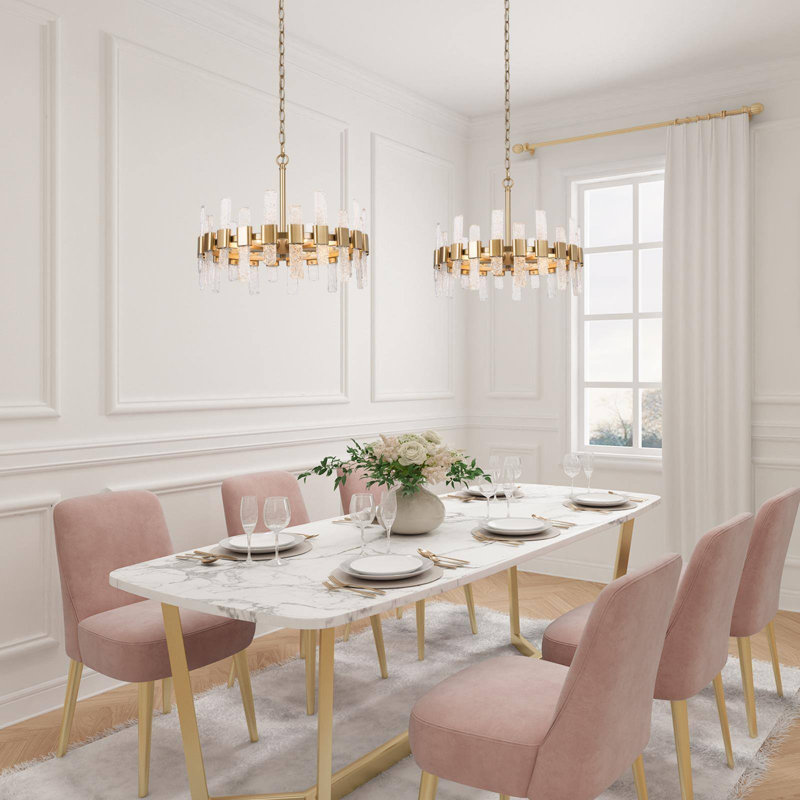 Elie 6 - Light Drum Chandelier with Crystal Accents, Dark Gold