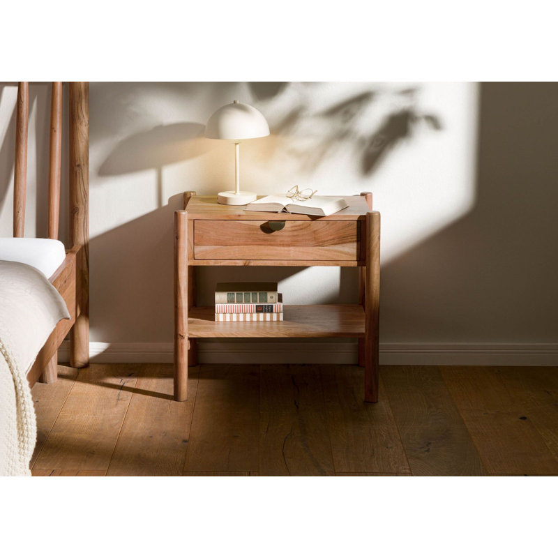 KOPENHAGEN 60cm W Solid Wood Bedside Table