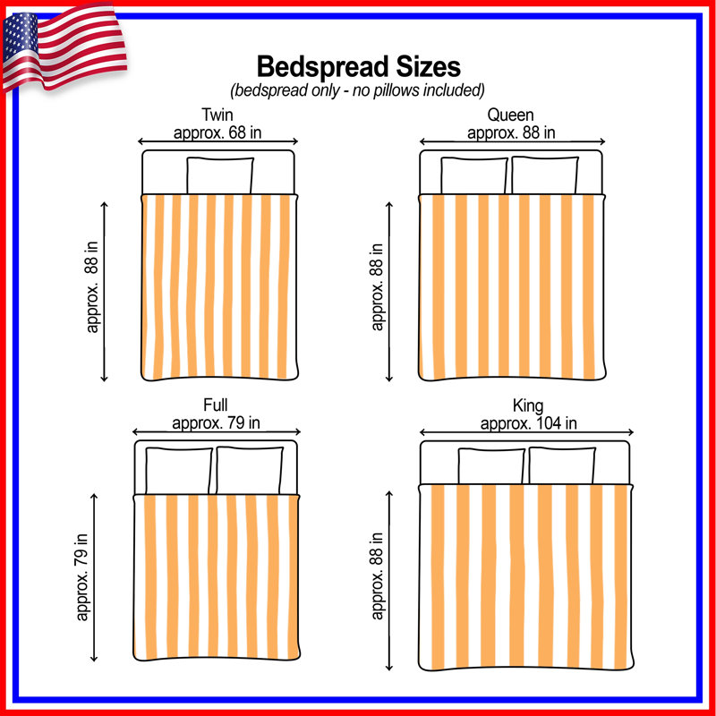 Orange White Stripes Bedding Stripes Bedspread Pattern, Full / Double