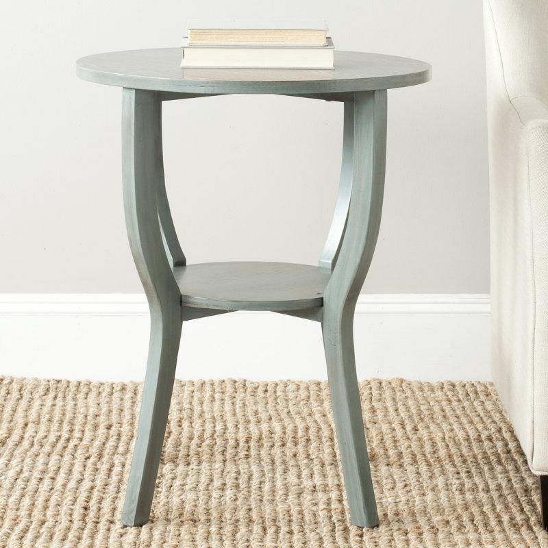 Table de bout en bois massif avec rangement Applonia, Bleu campagnard