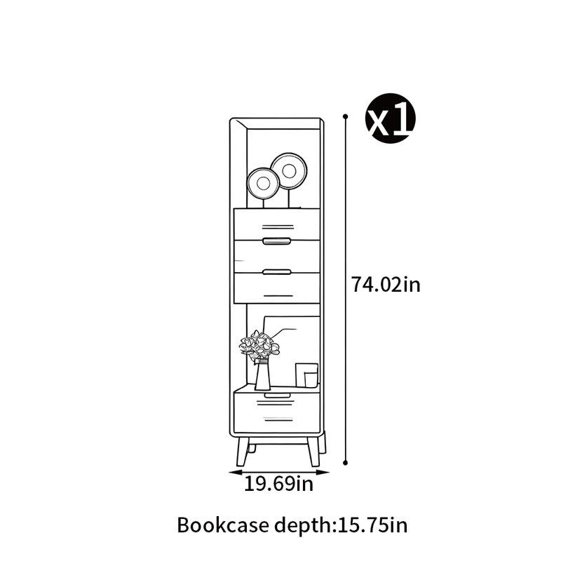 Modern simple style solid wood bookcase