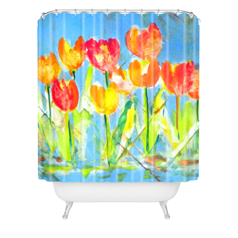 Rideau de douche simple avec tulipes spring
