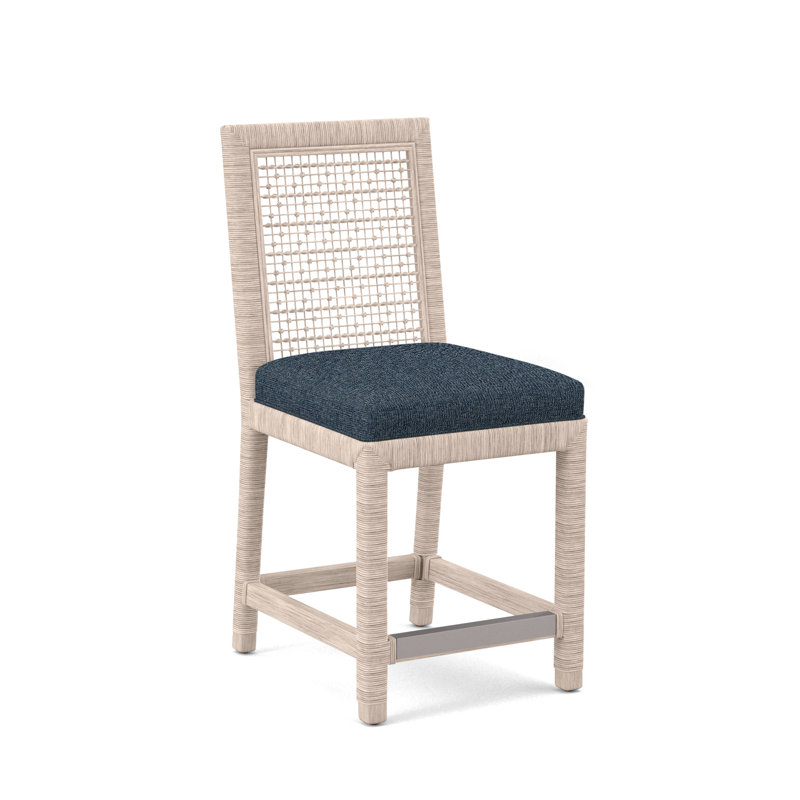 Tabouret de comptoir 24 po Scotia Glinda, Bisque, Bleu de base; 0317-63
