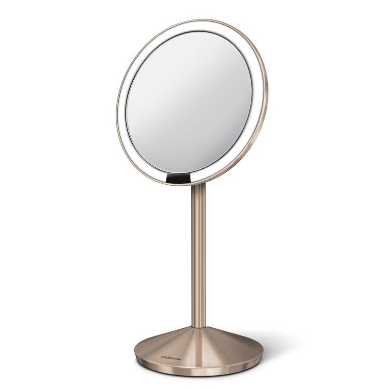 Simplehuman Round Sensor Makeup Mirror Fold, 10x Magnified, Rose Gold Steel