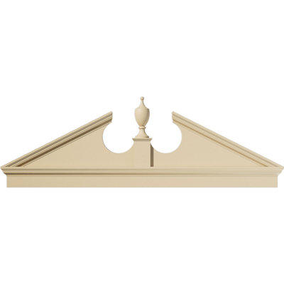 78"W x 26-1/4"H x 3"P (Pitch 6/12) Acorn Signature Urethane Combination Pediment (Acorn Ships Unattached in Box), Primed Tan