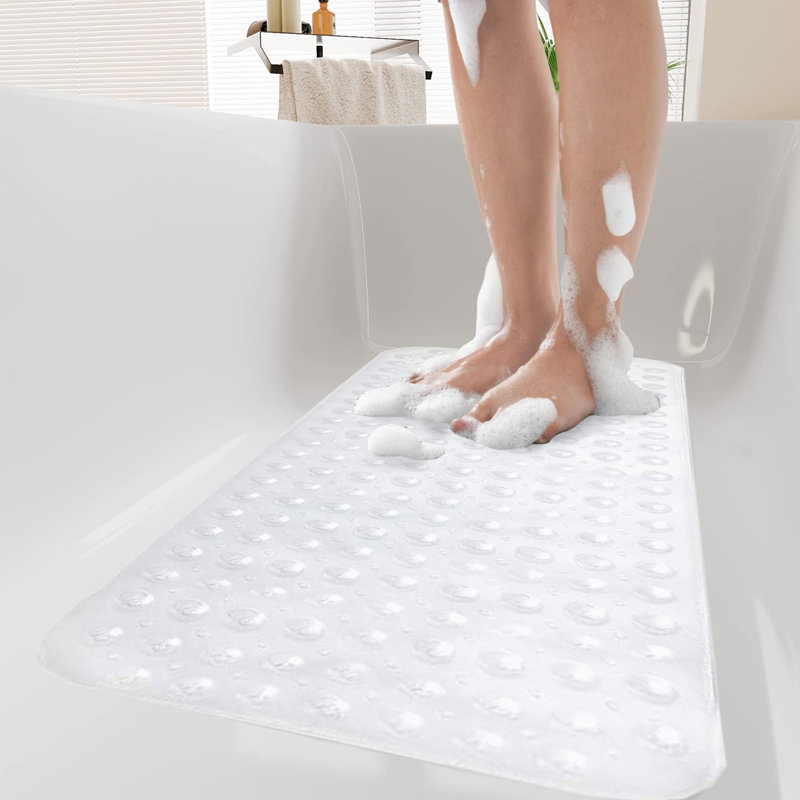 Vinyl Non-Slip Shower Mat, Crystal, 100cm L x 40cm W