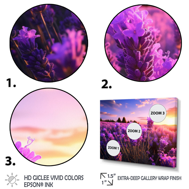 Fleurs de Jinessa lavande sereine I - impression, H 12 po x l 20 po x P 1 po, Cadre naturel flottant