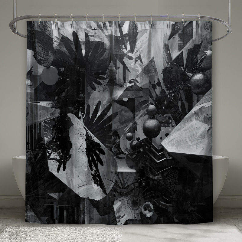Rideaux de douche monochromes à formes abstraites très longs, L 70 po x H 72 po