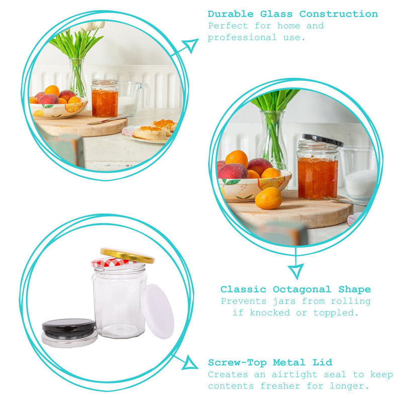 Glass Jar - Set of 24, Black, 380ml