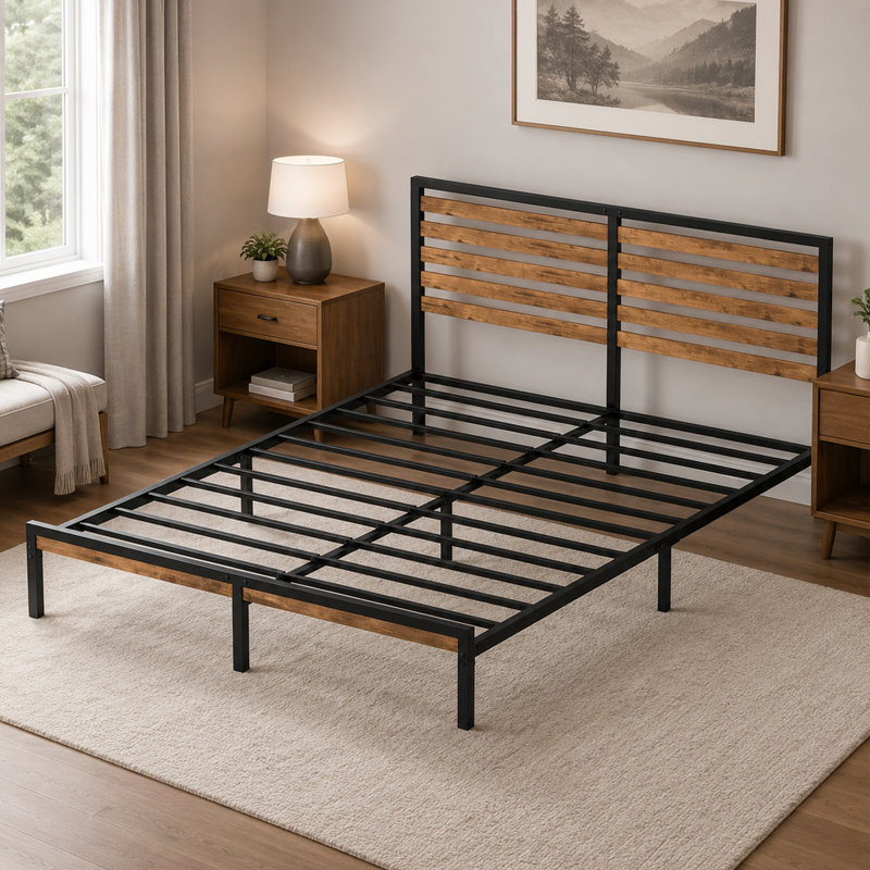Full Platform Bed Frame with Under Bed Storage
