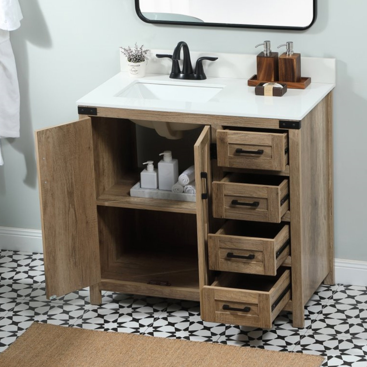 Slayton 36'' Single Bathroom Vanity, Natural Oak