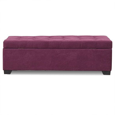 Purple Modern Wood Upholstered  Bedroom and Entry Fabric Storage Long Bench
