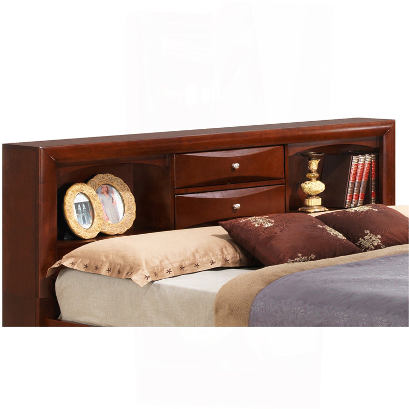 Spacious Cherry Finish King Storage Bed