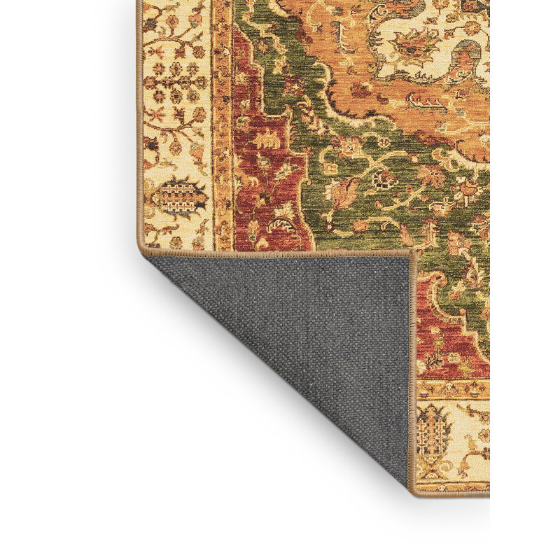 Tapis oriental brun / vert clair en laine / polyester tissé à la machine 8 pi x 10 pi Oriental