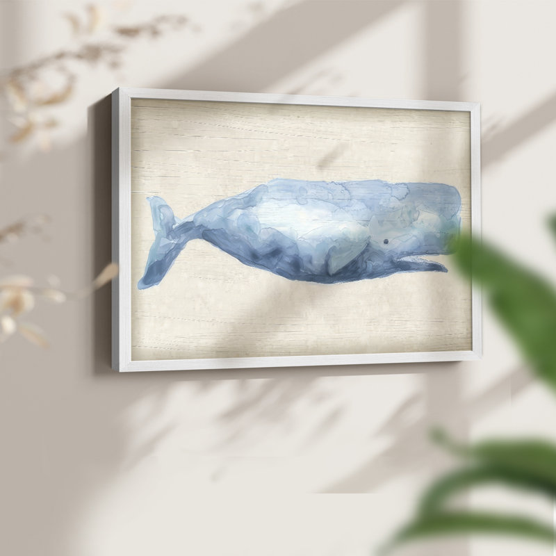 Rustic Whale I -Framed Print - Restickable, H 11 po x l 14 po, Blanc