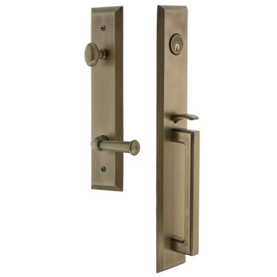 Ensemble de poignées une pièce Fifth Avenue avec pêne dormant à cylindre simple et poignée en D avec levier Georgetown