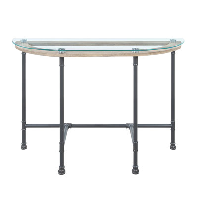 Table de canapé en verre transparent et finition sable gris