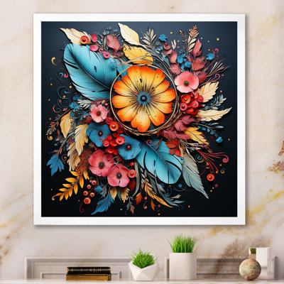 Arrangements floraux élégants dorés sur toile