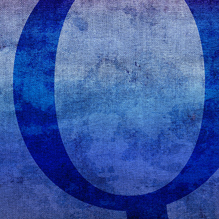 « teinte », art textuel sur toile en bleu, H 18 po x l 18 po x P 1,5 po, Q