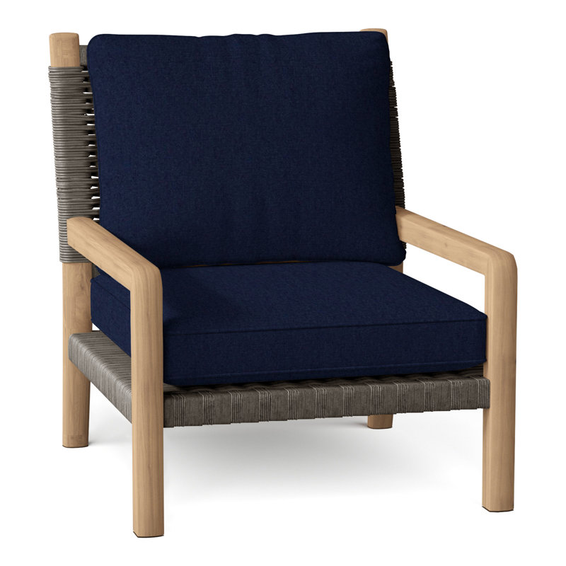 Hudson Outdoor Lounge Chair, Royal Navy, Hudson Charcoal Lace