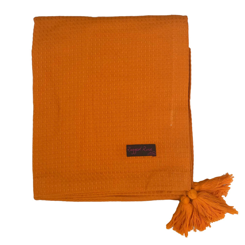 Wendy Waffle Throw Blanket, Orange