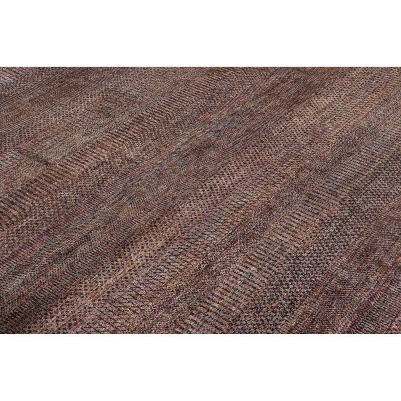 Textural Handmade Kilim Silk Striped Area Rug, Rectangle 9' x 12'