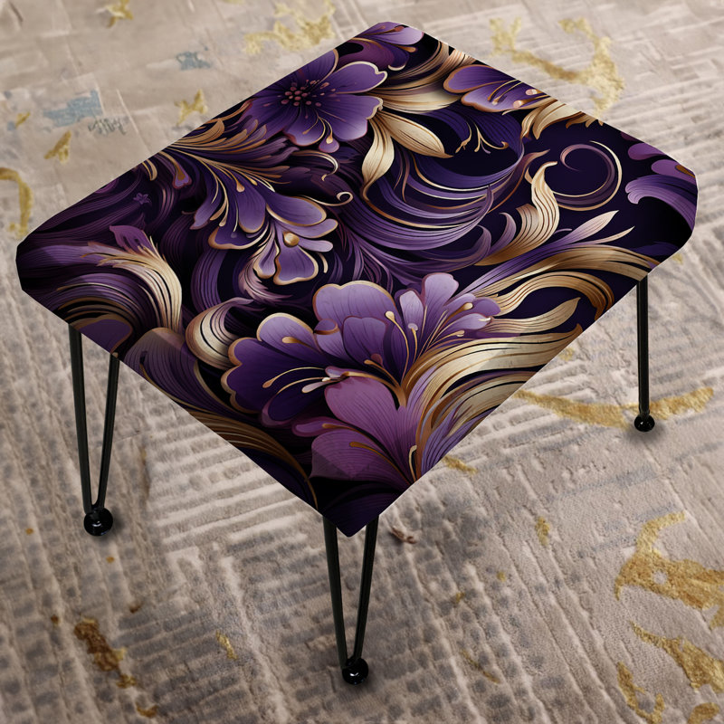 Repose-pieds rectangulaire en marbre glamour doré et mauve glamour