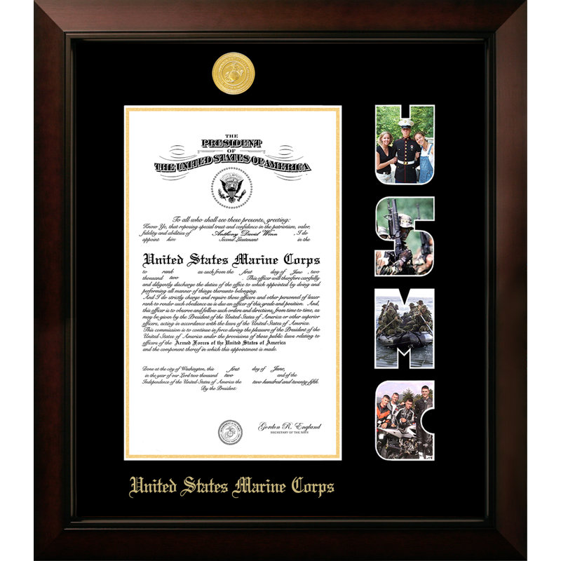 Cadre photo pour le certificat marine, 9 po x 14 po, Or
