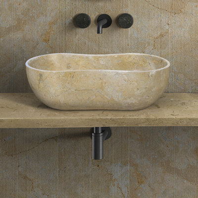Lavabo de salle de bain vasque de fabrication durable en marbre naturel Thalia