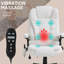 Fauteuil de bureau vibrant 6 points avec massage chauffant, dossier haut inclinable en lin, dossier inclinable, accoudoirs rembourrés et télécommande, blanc crème-1157562573-1157562575