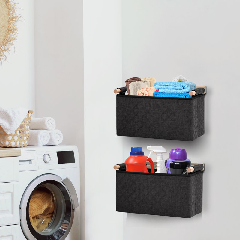 Ensemble de 2 sacs de rangement suspendus - Organisateur de rangement mural, petit, 9.5" W x 15.6" H x 6.5" D, Black