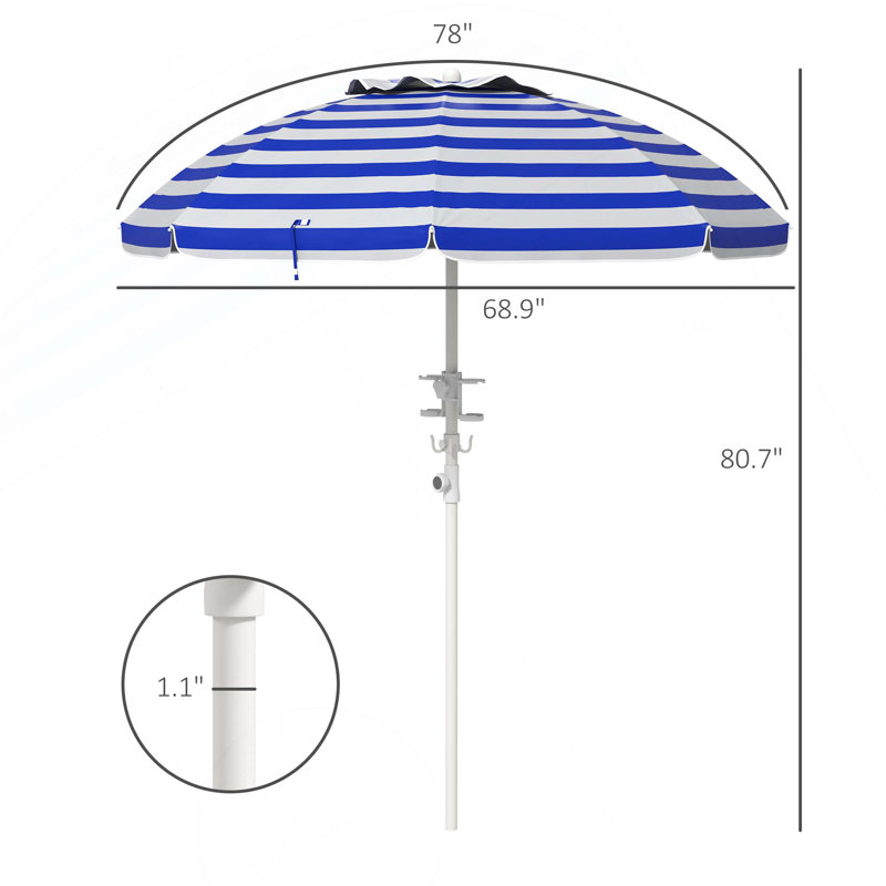 Parasol de plage portatif Outsunny, Coloré