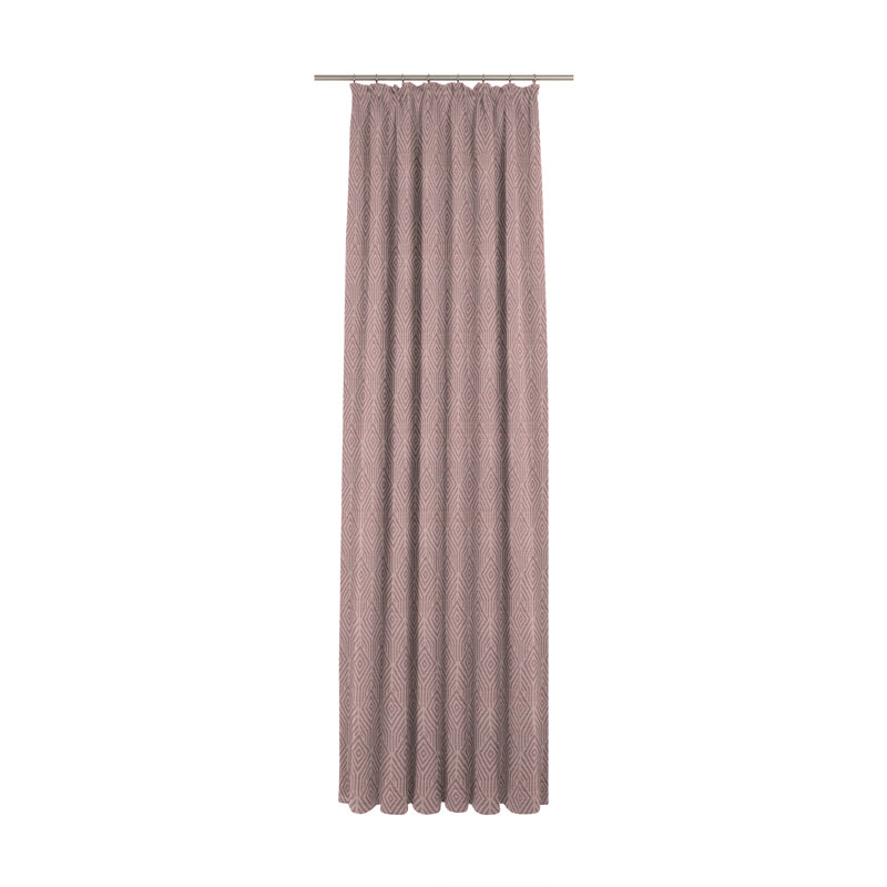 Caleigh Easy Diamond Slot Top Opaque Curtain, Rosy Brown/Misty Rose, 145 W x 225 D cm