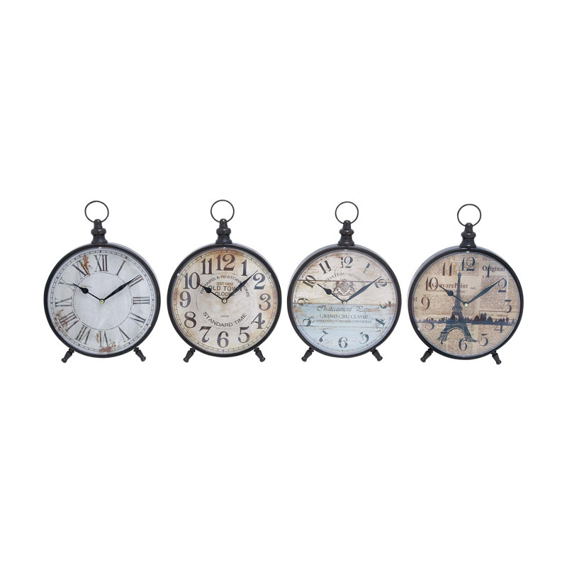 Rustic Analog Metal Tabletop Clock in Brown/Black/Blue