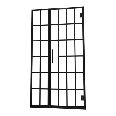 Porte de douche en verre à motif 40 po x 72 po noir mat avec pivot et design pour salle de bain l 40 po x H 72 po, raffinée