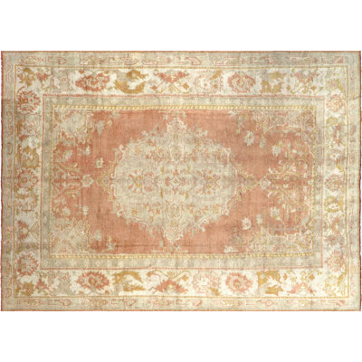 One-of-a-Kind 9'1" X 12'8" 1900s Wool Area Rug in