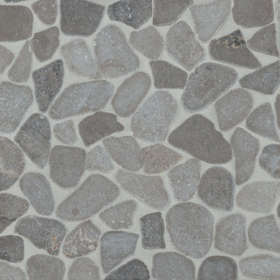 Waterbrook 12" x 12" Natural Stone Pebbles Wall & Floor Tile in Pewter Gray