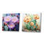 Cactus corail, impression romantique - ensemble de 2 collages floraux carrés-101882481-101882487