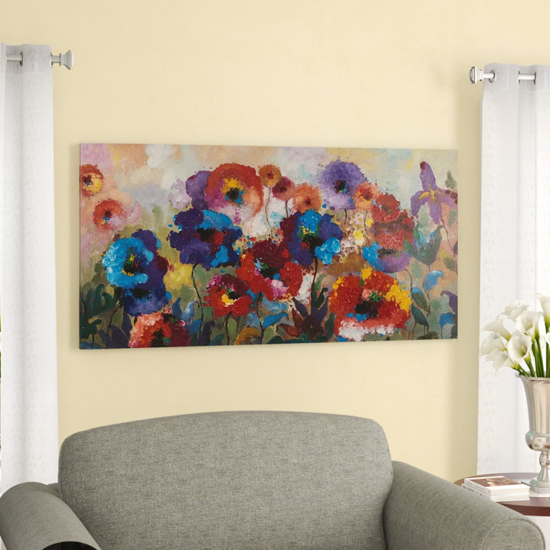 Fleur de jardin, peinture sur toile tendue