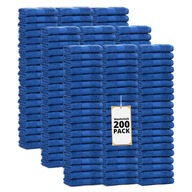 Lingettes 100% coton 600 g / m² 12 x 12 pouces, absorbant doux et à séchage rapide, Marine, Ensemble de serviettes 200 pièces