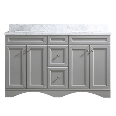 Chamiya 60'' Double Bathroom Vanity with Carrara Marble Top