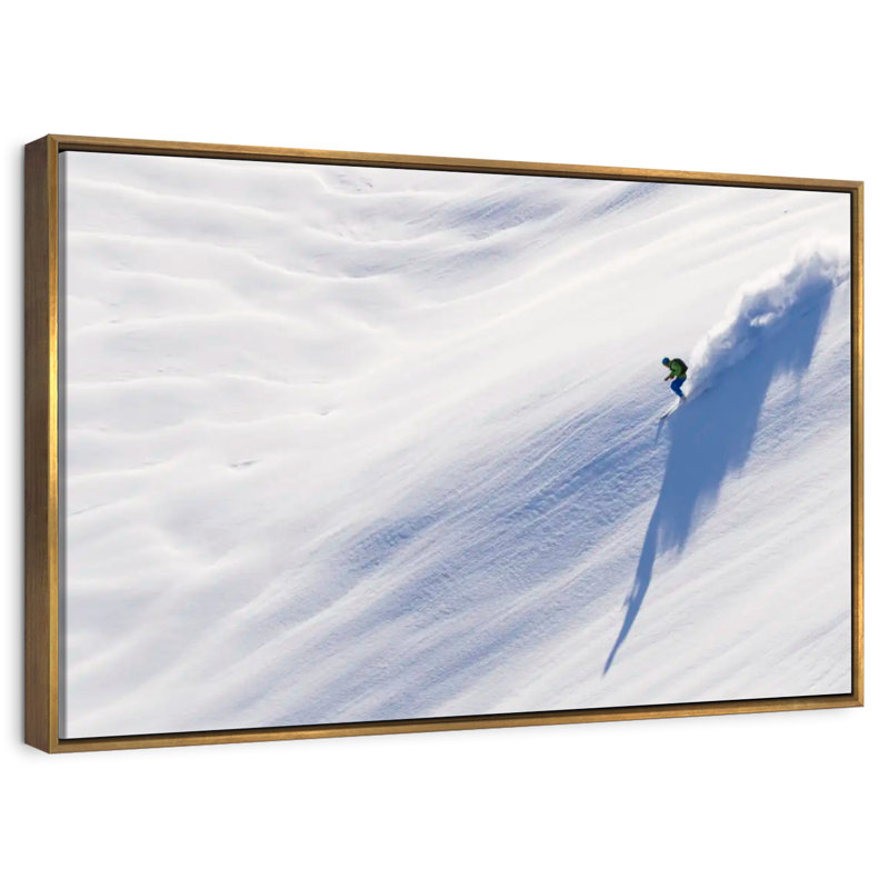 Man Skiing, Floating Frame Gold, 25" X 17"