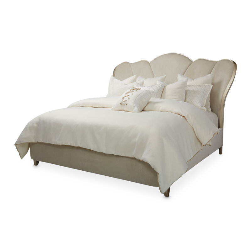 Villa Cherie Velvet Channel Tufted Bed, King